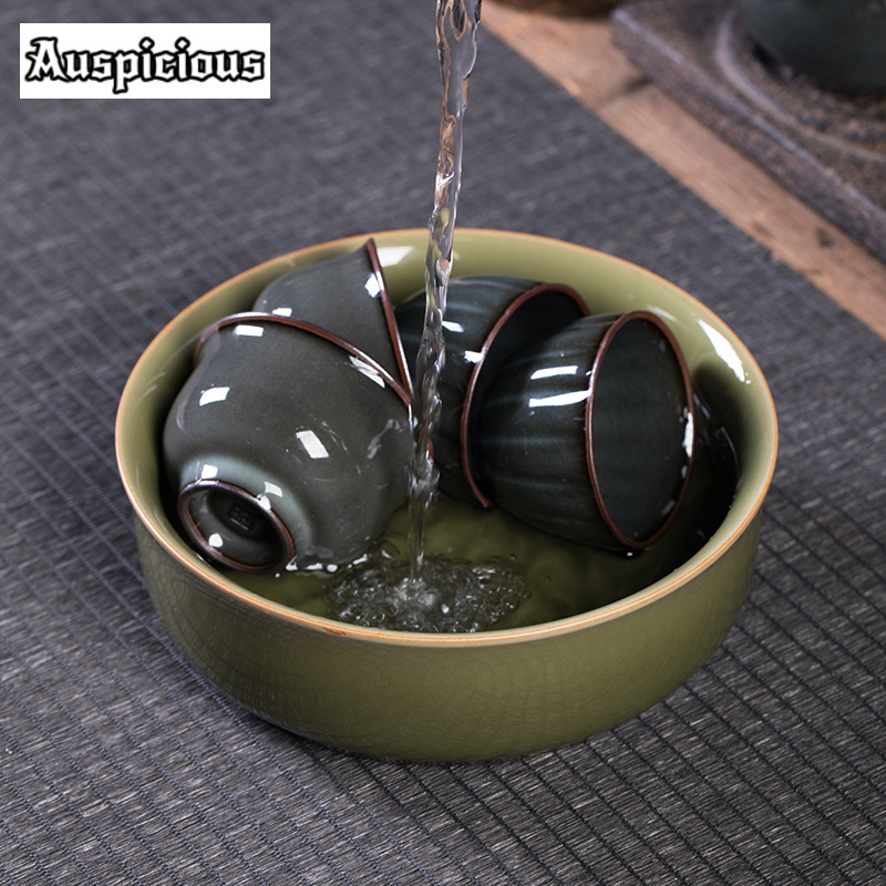 Celadon Ceramic Cup - Longquan Celadon Jianshui手作りティーカップ、ウォッシュライティングブラシ洗濯機、家庭用チャクシティーサービスクラフト、アンティークガルゼ、600ml