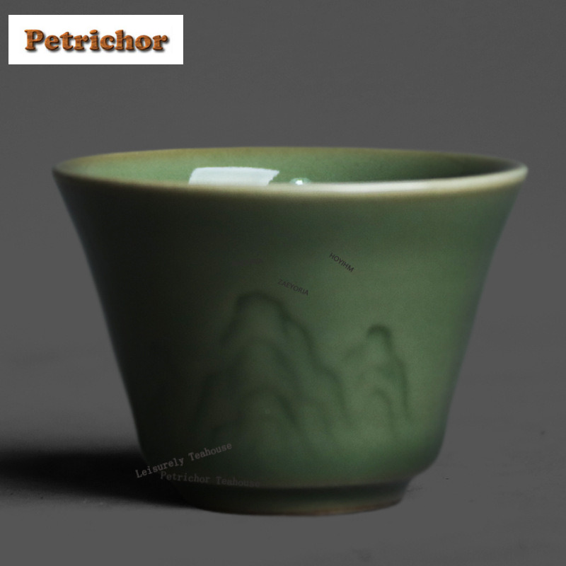 50ml越窯青磁レリーフティーカップレトロ茶碗セットカップテ - Celadon Ceramic Cup のレビューと価格