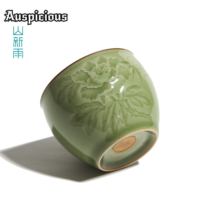 120ml手作り龍泉青磁牡丹茶碗禅茶碗サンプル茶碗品茶用個人 - Celadon Ceramic Cup のレビューと価格