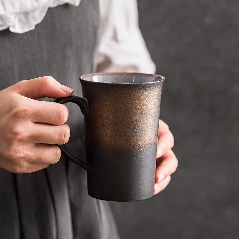 和風粗陶器コーヒーカップ レトロ 国産 大容量 高級 オフィ - Celadon Ceramic Cup のレビューと価格