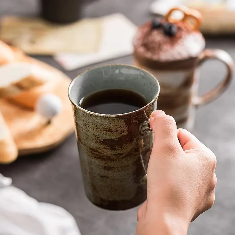 和風粗陶器コーヒーカップ レトロ 国産 大容量 高級 オフィ - Celadon Ceramic Cup のレビューと価格