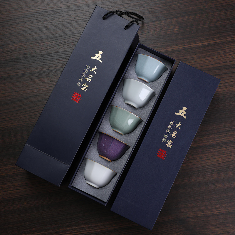 5 つの有名な窯 5 カップティーセットコンプリートセットア - Celadon Ceramic Cup のレビューと価格