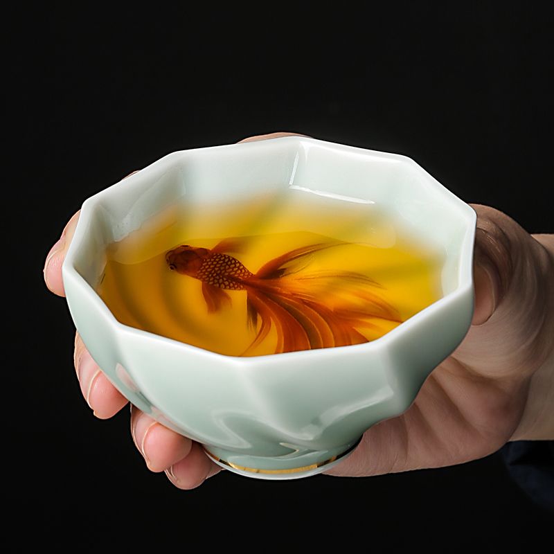 創作青磁茶碗 手作り鯉茶碗 中国功夫茶器 マスターカップ 家 - Celadon Ceramic Cup のレビューと価格